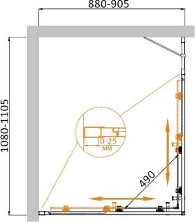 Душевой уголок CEZARES MOLVENO-AH-21-90+20-C-BORO-IV