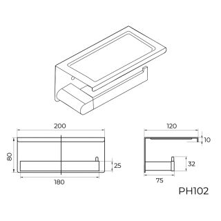 Держатель для туалетной бумаги с полочкой Knotlor PH102BL, черный