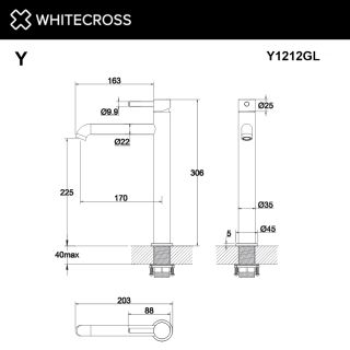 Смеситель для раковины WHITECROSS Y Y1212GM оружейная сталь