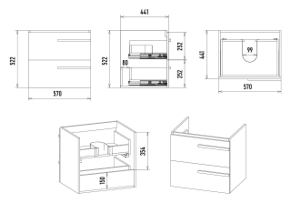 Подвесная тумба под раковину Misty Ненси 60см серый