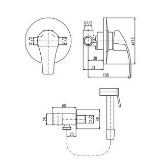 Гигиенический душ со смесителем Rav Slezak Mississippi MS042/1 хром
