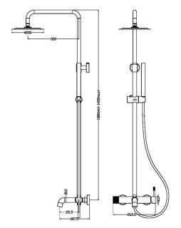 Душевая стойка Boheme Uno 468-BCR чёрный/хром