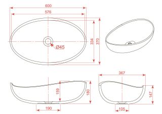 Раковина Montebianco Onda 11020 60см белый
