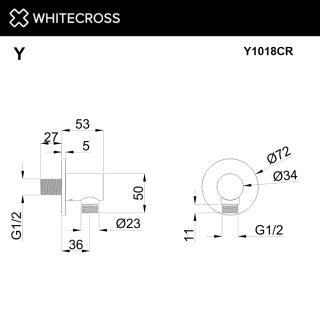 Угловой соединительный элемент WHITECROSS Y1018GLB брашированное золото