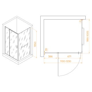 Душевой уголок RGW PA-078-1B (RGW PA-008B + Z-060-2B) 3508078110-14 110x100см чёрный