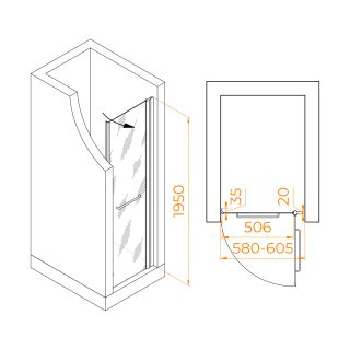 Душевая дверь RGW PA-103B 020810306-24 60см чёрный