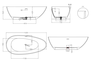 Ванна из искусственного камня Salini Paola In S-Stone 101611SM 160x77см белый матовый