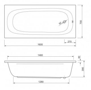 Ванна акриловая Cezares PIAVE-160-70-42-W37