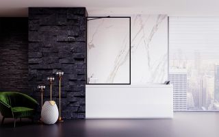 Шторка на ванну Veconi Palau PL-85B, 700x1500, черный, стекло прозрачное