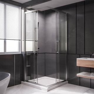 Душевой уголок Veconi Premium Trento PTC-SP-30B, 1400х900x2000, черный матовый, стекло прозрачное