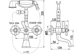 Смеситель для ванны Rav Slezak Morava Retro MK560.5/2 хром