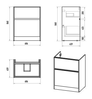 Напольная тумба под раковину Misty Ингрид УТ000026852 68.6 см белый