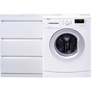 Тумба под раковину Style Line Даллас 120 СС-00002272  (3 ящ.) Люкс белая, PLUS под стиральную машинку