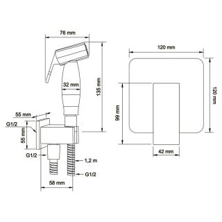Гигиенический душ Swedbe Platta 5526 со смесителем хром