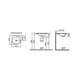 Раковина Vitra S20 5467B003-0001 47cm-цвет белый
