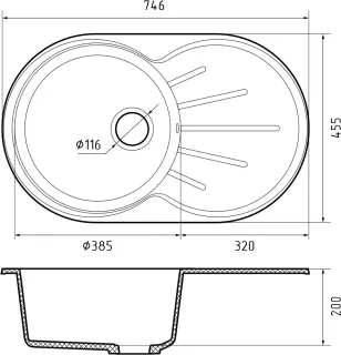 Мойка кухонная GranFest CLASSIC R-750L кашемир