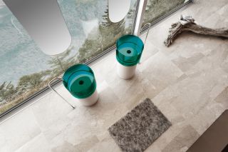 Напольная раковина ABBER Kristall AT2701White-Aquamarin-H 45см белый/бирюзовый