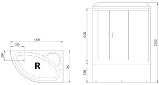 Душевой бокс Royal Bath ALP правый стекло прозрачное 150x100см RB150ALP-T-R