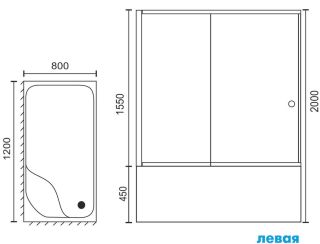 Душевой уголок Royal Bath BP 120x80см левый белый RB8120BP-T-L
