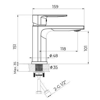 Cмеситель для раковины Knotlor KN-30, хром