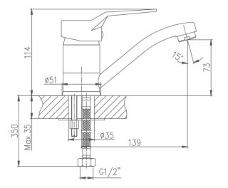 Смеситель для кухни Haiba HB4563 хром