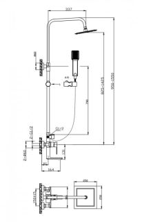 Душевая стойка BelBagno Romano со смесителем для ванны, верхним и ручным душем, хром ROMANO-VSCM-CRM