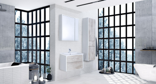 Зеркальный шкаф Roca Ronda ZRU9303008 70 см бетон/белый глянец