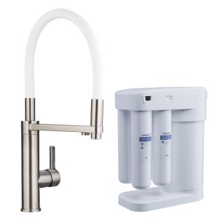Смеситель для кухни Swedbe Selene Plus 8641M в комплекте с фильтром Аквафор Морион нержавеющая сталь/белый