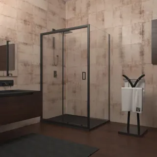 Душевой уголок Veconi Rovigo RV-040B, 1200х800х1850, черный, стекло прозрачное
