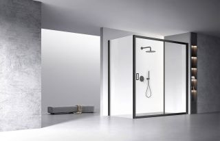 Душевой уголок Veconi Rovigo RV-060B, 1700х1100х1950, черный, стекло прозрачное