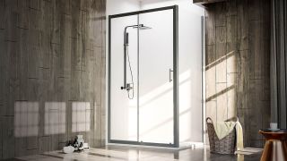 Душевой уголок Veconi Rovigo RV-072B, 1100х1000х1900 черный, стекло прозрачное