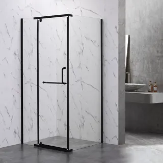 Душевой уголок Veconi Rovigo RV-18B, 800x800x2000, черный, стекло прозрачное