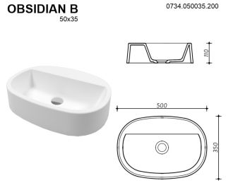 Раковина Whitecross Obsidian B 0734.050035.200 50см белый матовый