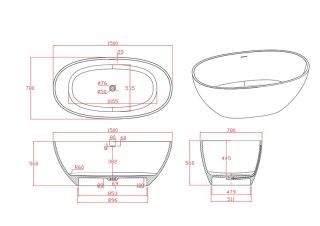 Ванна из искусственного камня Timo Lempi LEMPI1570 150x78 см