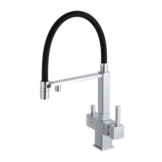 Смеситель для кухни Gappo G4395-50 с подключением фильтра питьевой воды и гибким изливом хром/чёрный