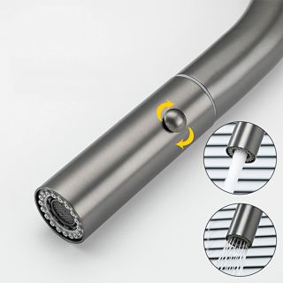 Смеситель для кухни Gappo G4398-41 с выдвижной лейкой оружейная сталь