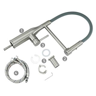 Смеситель для кухни Gappo G4398-55 с гибким изливом серый/сатин