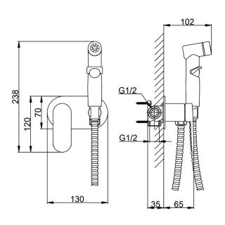 Гигиенический душ Frap F2085-9 Оружейная сталь