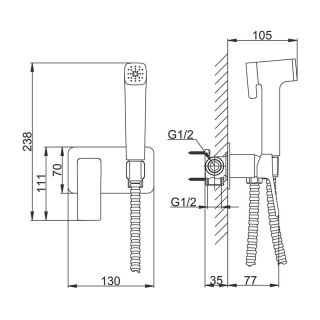 Гигиенический душ Frap F2084 хром