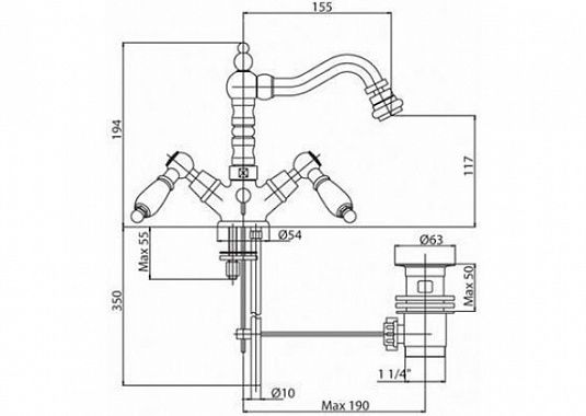 Смеситель для биде, золото Cezares FIRST-BS2-03/24-Bi
