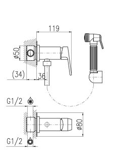 Гигиенический душ со смесителем Rav Slezak Colorado CO347/1CMATZ черный золото