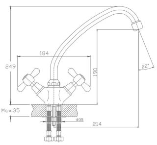 Смеситель для кухни Haiba HB4125 хром