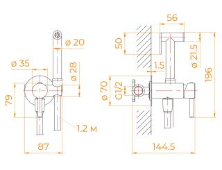 Гигиенический душ RGW SP-211Gb 581408211-06 брашированное золото