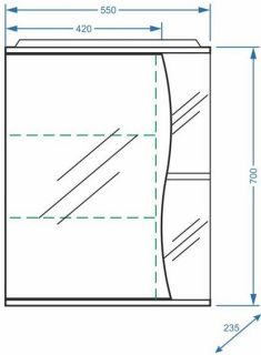 Зеркало-шкаф с подсветкой Stella Polar Верея 55см левый белый SP-00000040