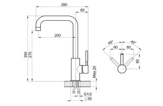 Смеситель для кухни Granula Standart ST-4033, БАЗАЛЬТ