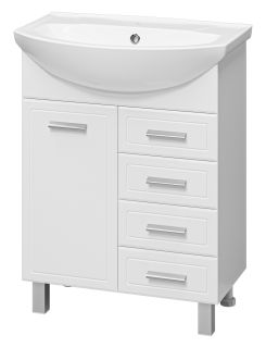 Напольная тумба под раковину Misty Стелла 65см с четырьмя ящиками белый