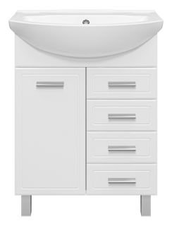 Напольная тумба под раковину Misty Стелла 65см с четырьмя ящиками и бельевой корзиной белый