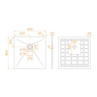Душевой поддон RGW STONE TRAY-G 14152088-02-11 80x80 см графит