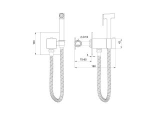 Гигиенический душ со смесителем Wonzon & Woghand WW-88829910-BGM с термостатом тёмный графит