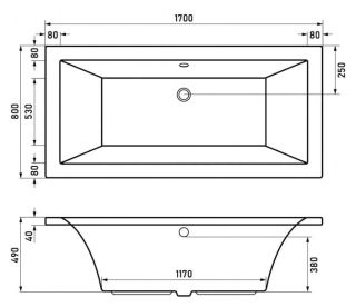 Акриловая ванна Berges Tari с каркасом 180x80см белый 050031